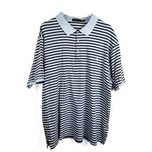 Polo Ralph Lauren Mens Polo Shirt 2XLT Blue Stripes Short Sleeves Collar Logo